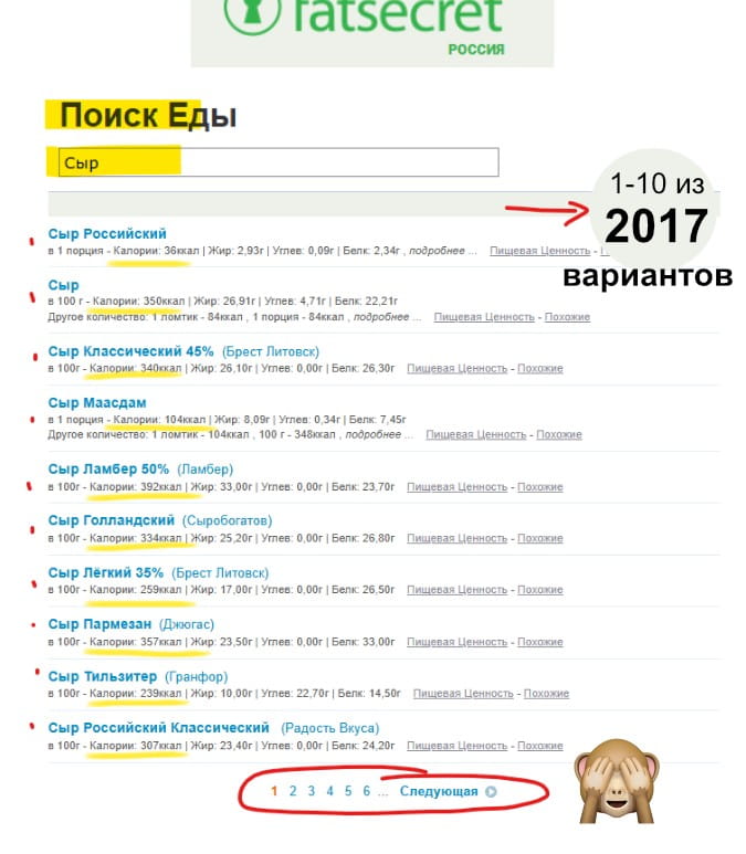 2017 вариантов сыров