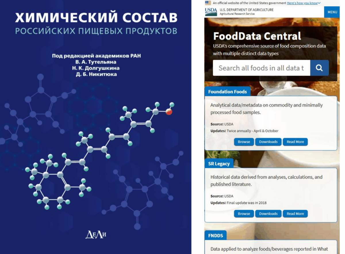 2 базы данных продуктов
